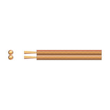 Mercury Economy 2-core speaker cable with transparent PVC sheath, copper-coloured stranded conductors, and figure-8 profile shown alongside cross-section view.