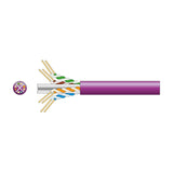 Mercury Cat6 U/UTP LSZH network cable in lilac with cutaway view showing four twisted pairs of copper conductors and cross-section diagram.