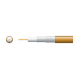 Mercury RG6 foamed PE coaxial aerial cable cutaway showing copper conductor, white dielectric, foil and braid screen, and brown PVC sheath.