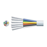 Mercury 6 core alarm cable by AVSL with colour-coded PVC-insulated TCCA conductors inside a white outer sheath, shown with cross-section view.