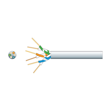 Mercury 3 Pair Telephone Cable CCS 100m in white by AVSL, shown with exposed colour-coded twisted pairs and cross-section view on a white background.