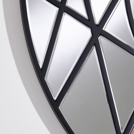 Graphic Black Segmented Round Wall Mirror 102cm