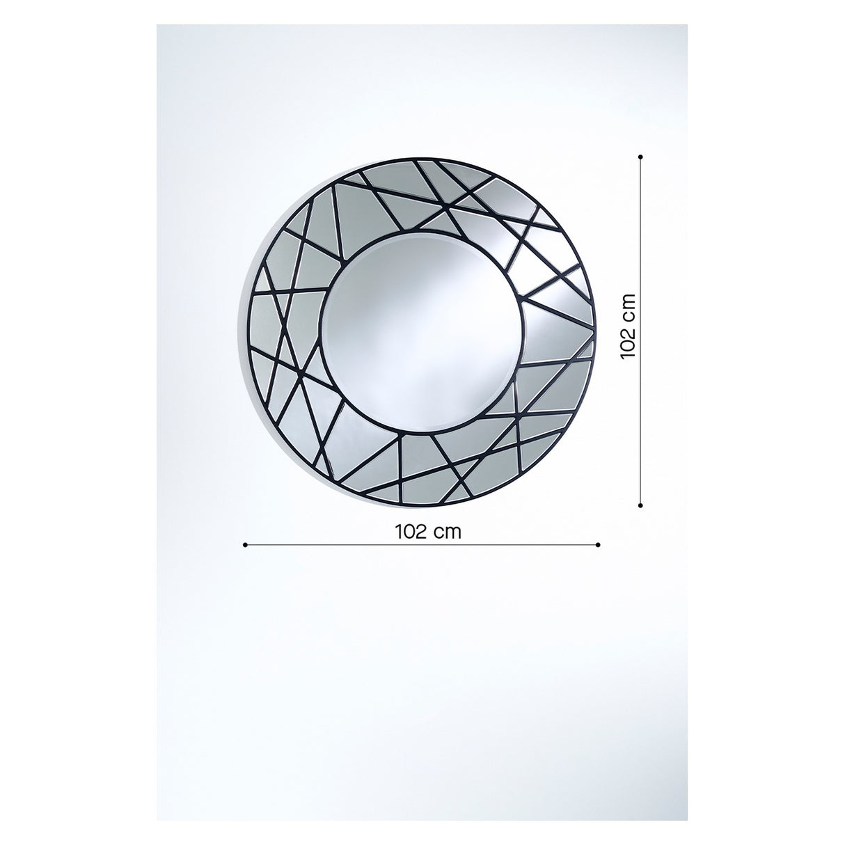 Graphic Black Segmented Round Wall Mirror 102cm