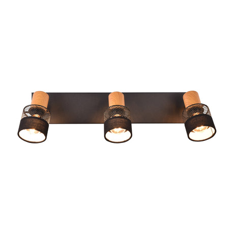Nandini 3 Light Spotlight – Black & Wood