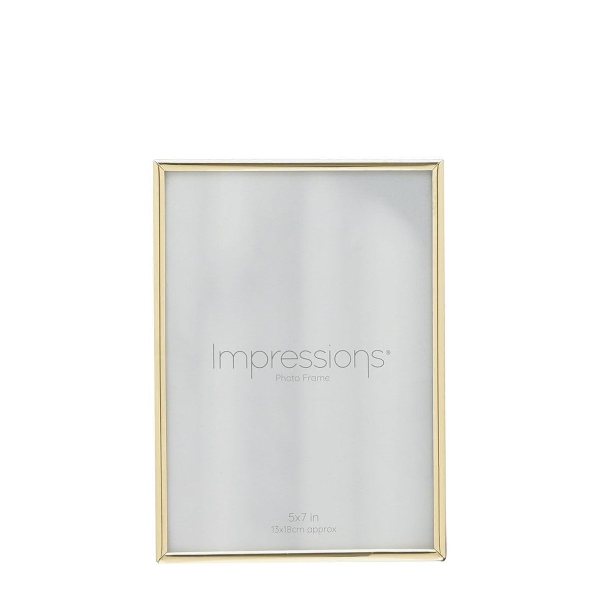Thin Oblong Metal Photo Frame with Plated Finish - Brass