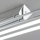 Close-up of the Brencombe 2 Light Linear Ceiling Light in polished chrome, showing the diamond mounting bracket, screw fixing, and dual white diffuser bars.