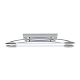 Brencombe 2-Light Small Linear Ceiling Light in polished chrome with curved bars, white diffuser tubes, and pointed end caps.