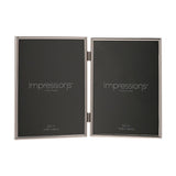 Hinged Silverplated Double Photo Frame 7 x 5in - Silver