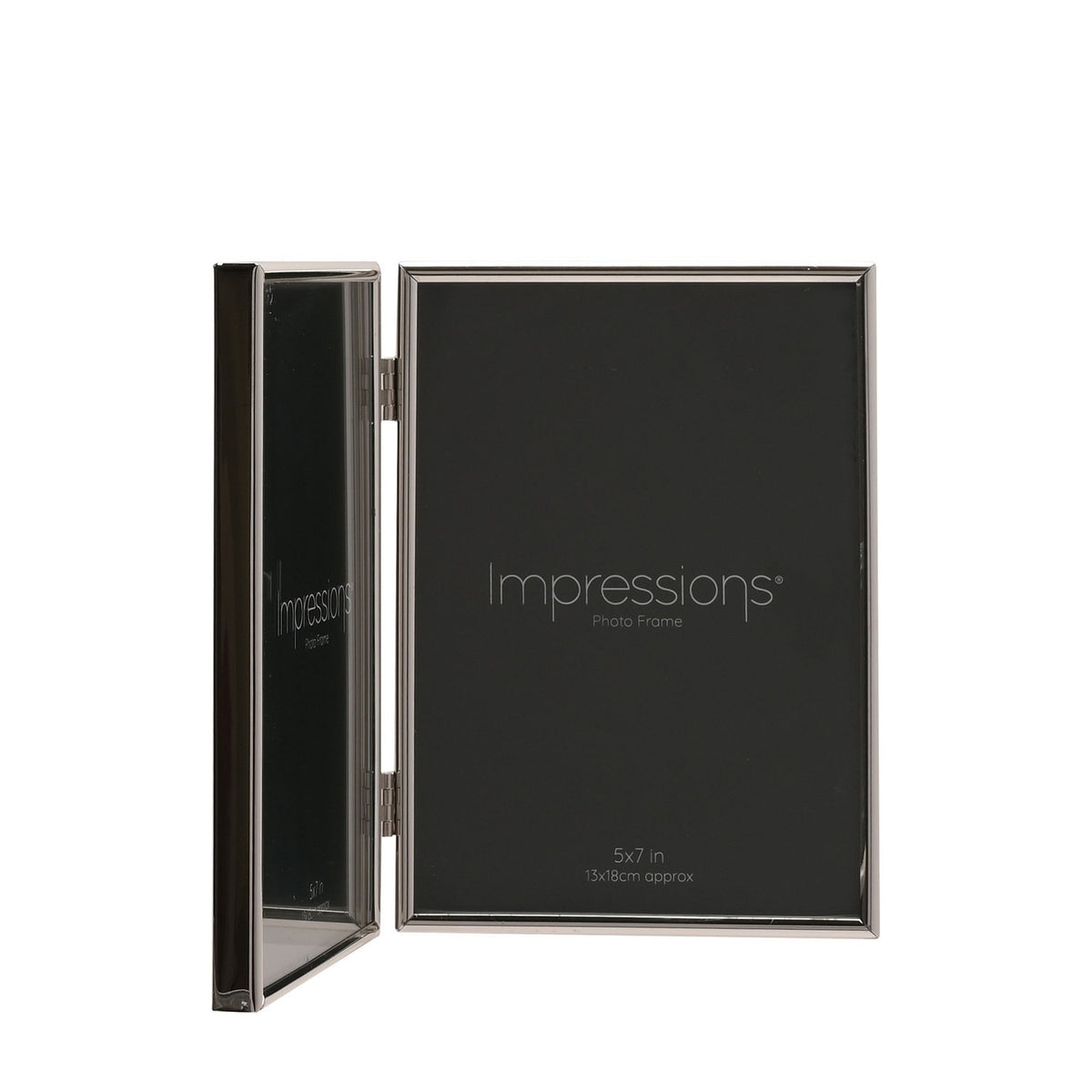 Hinged Silverplated Double Photo Frame 7 x 5in - Silver