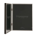 Hinged Silverplated Double Photo Frame 8 x 6in - Silver