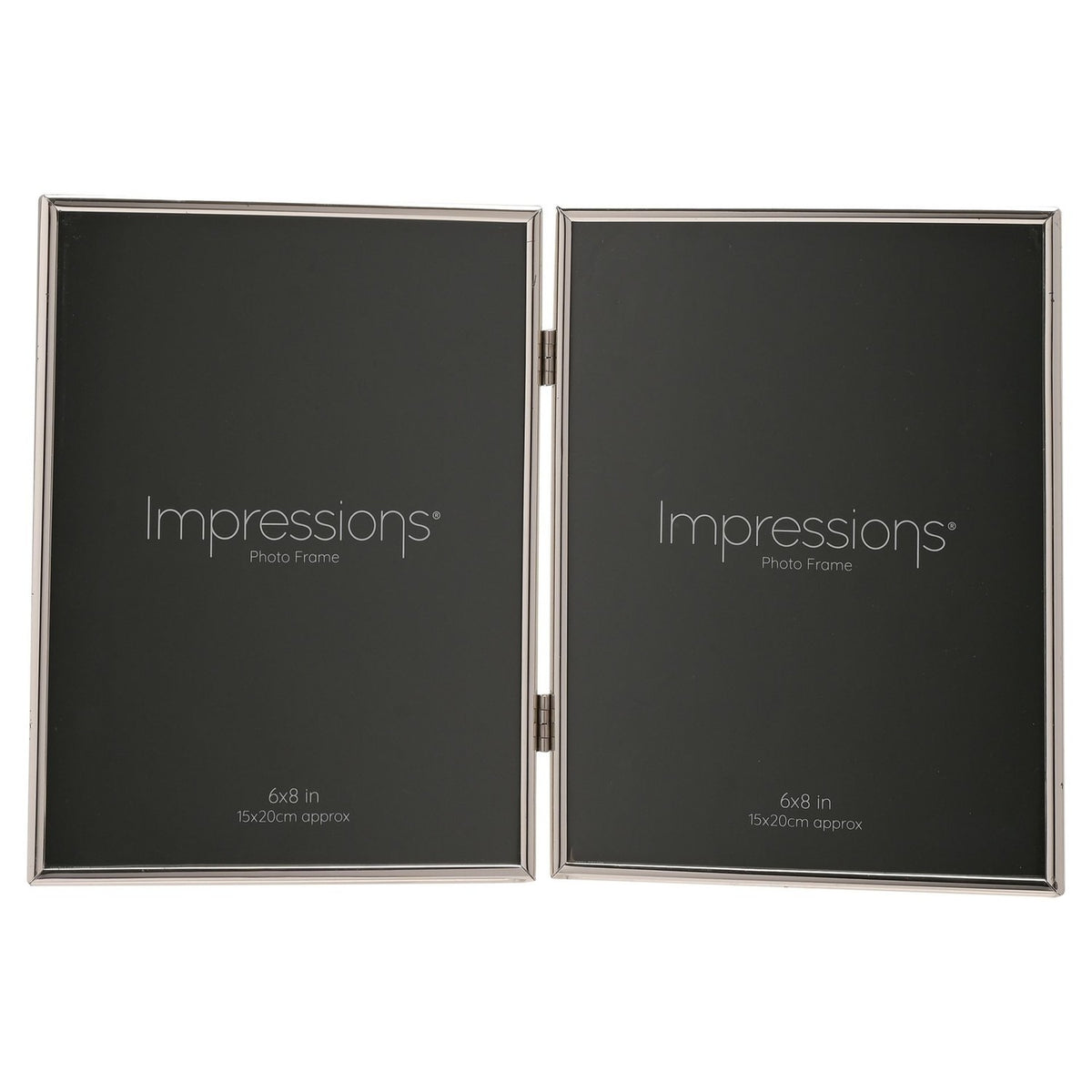 Hinged Silverplated Double Photo Frame 8 x 6in - Silver