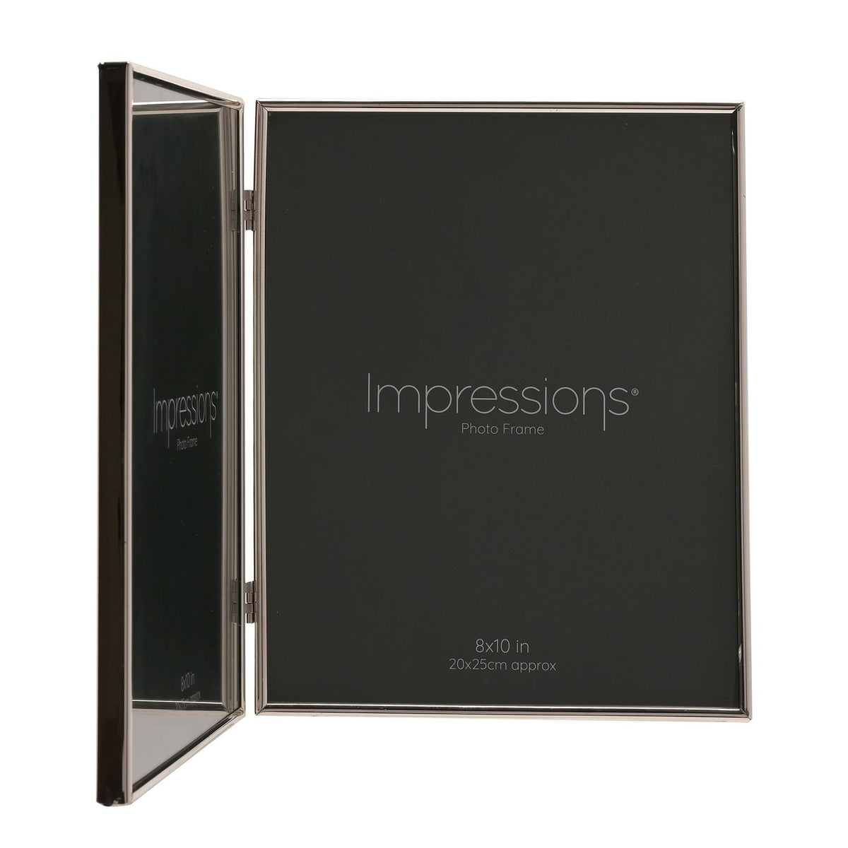 Silverplated Hinged Double Photo Frame 10 x 8in - Silver