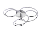 Endon Ravel semi-flush ceiling light in chrome with four interlocking LED hoops around a central round mount, shown on a plain white background.