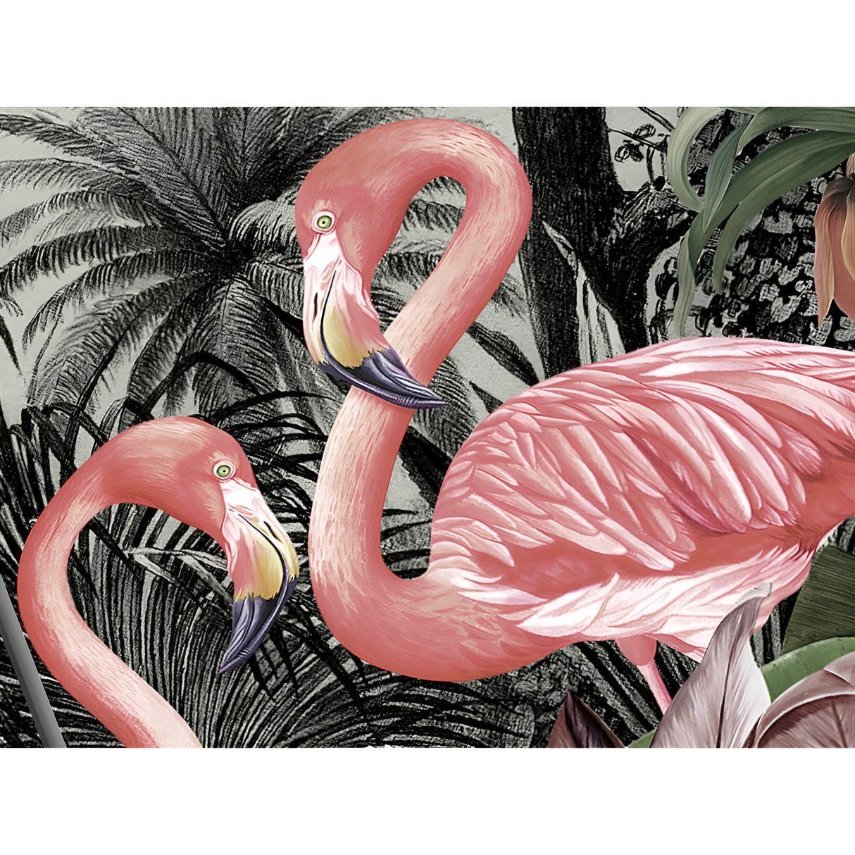 Flamencos Jungle Triptych Photography Print – 180x120cm