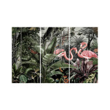 Flamencos Jungle Triptych Photography Print – 180x120cm