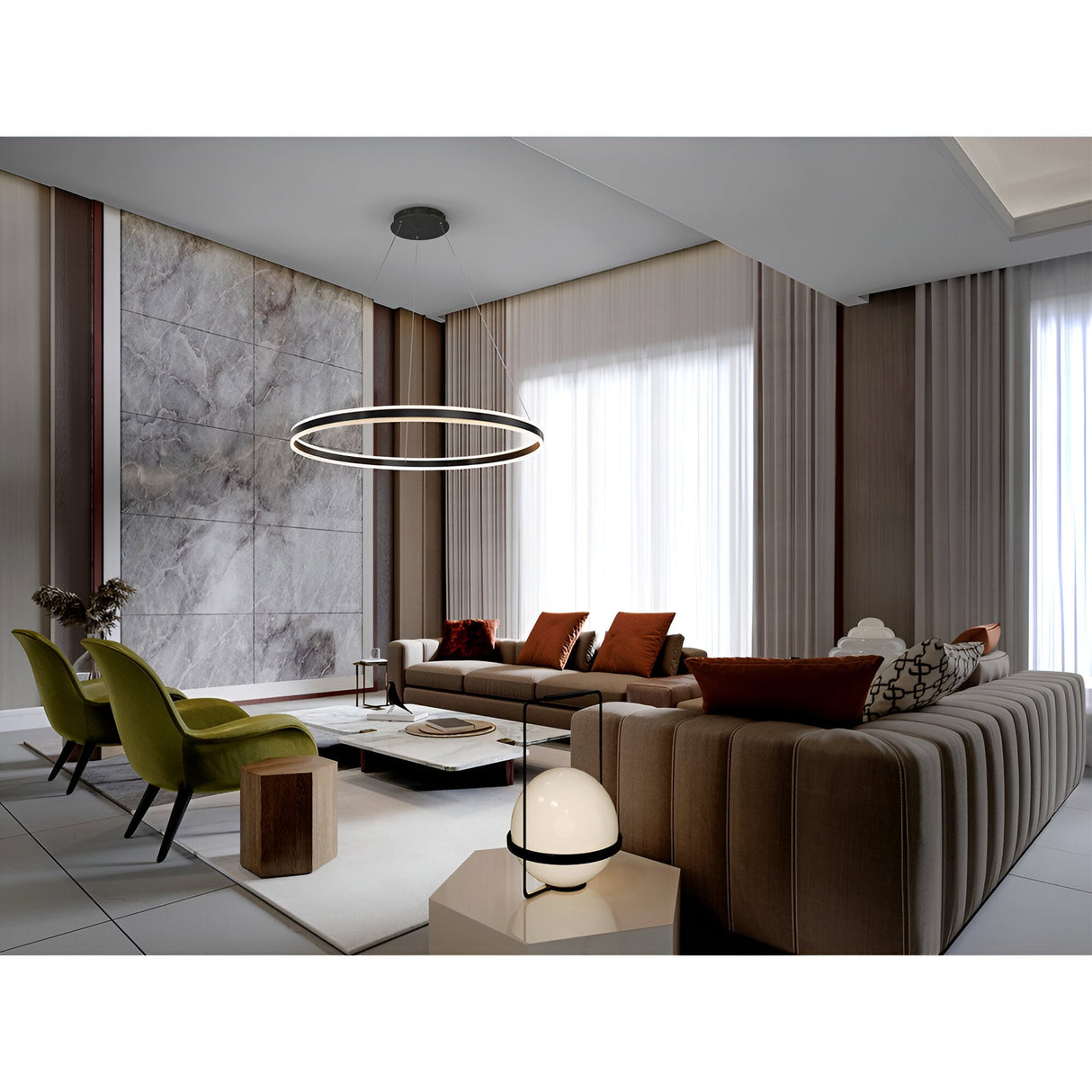 Helia LED Circular Suspension Light 55W 3000K - Matte Black