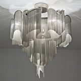 Valora 8 Light Metal Chain Veil Ceiling Light - Nickel
