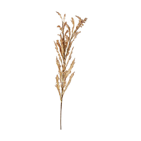 Artificial autumn leaf spray, 109cm tall, with slender branching stems and elongated apricot-toned foliage, shown against a plain white background.