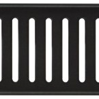 Adastra 1U vented rack blanking panel in matt black powder coated steel with vertical ventilation slots and side mounting holes.