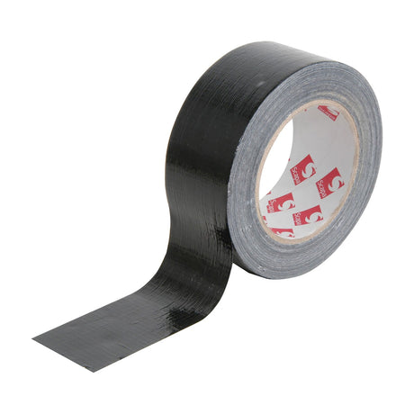 Ultra Tape Gaffa Tape roll in black, 48mm wide with 50m length, cloth-backed with a loose end unrolled, shown on a plain white background.