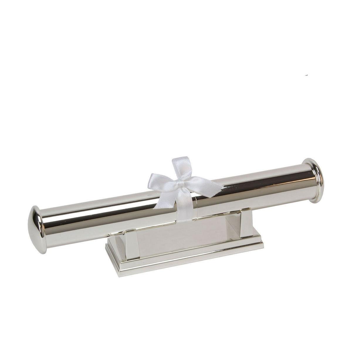 Plain Certificate Tube with Silverplated Stand - Silver