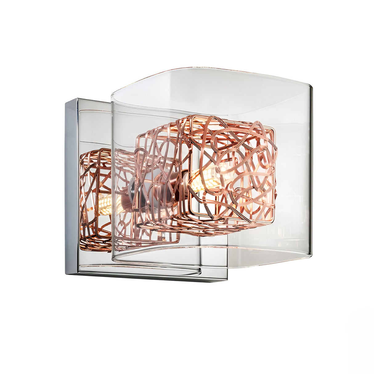 Lios Glass & Wire Wall Light - Copper