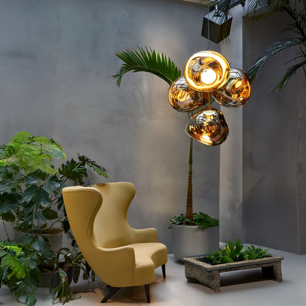 Lava LED 4 Light Chandelier - Gold