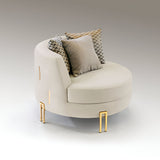 Viena Upholstered Velvet Armchair - White/Gold