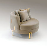 Viena Upholstered Velvet Armchair - Beige/Gold