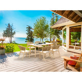 Brizna 6 Seater Outdoor Marble Dining Table Set - Beige/White Marble