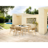 Brizna 6 Seater Outdoor Marble Dining Table Set - Beige/White Marble