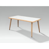Brizna 6 Seater Outdoor Marble Dining Table Set - Beige/White Marble