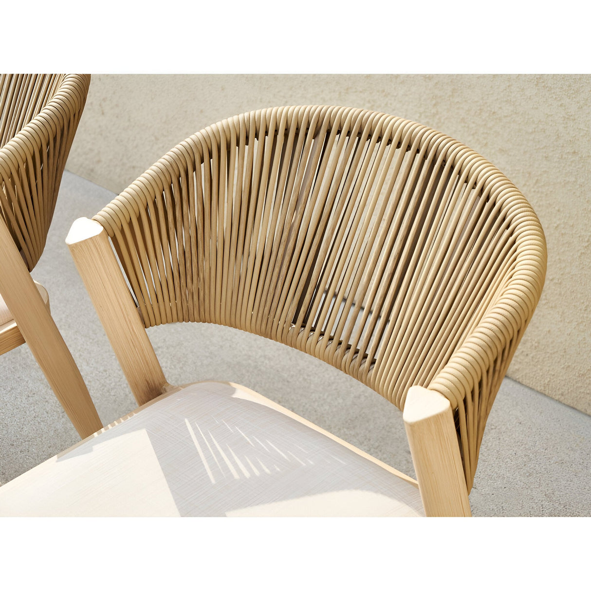Brizna 6 Seater Outdoor Marble Dining Table Set - Beige/White Marble