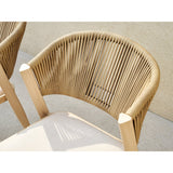 Brizna 6 Seater Outdoor Marble Dining Table Set - Beige/White Marble
