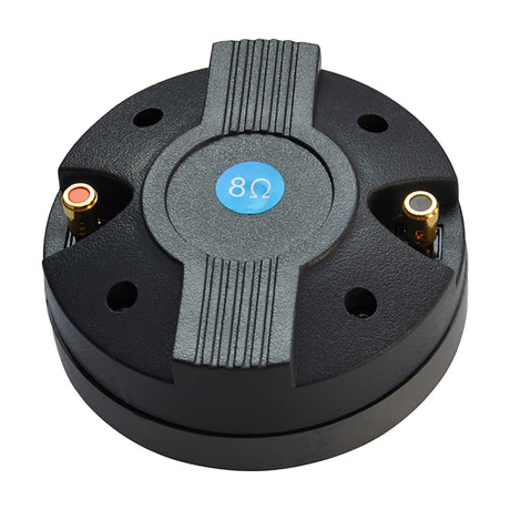 Citronic HFCASA-15/15A 44mm titanium HF compression driver by AVSL, round black casing with 8 Ohm label and gold terminals, on a white background.