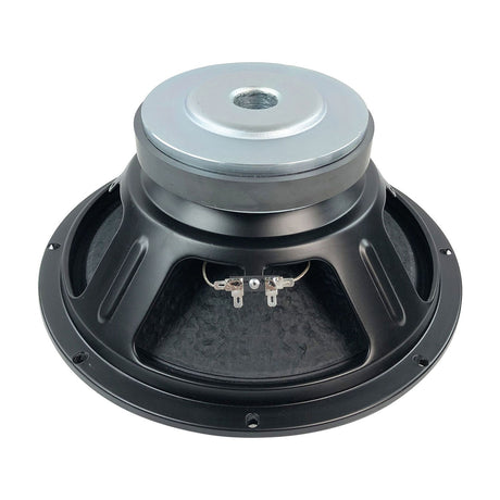 Rear view of the Citronic SUBCASA-10BA 10" 4 Ohm sub driver showing the steel frame basket, magnet assembly, and terminal connectors on a white background.