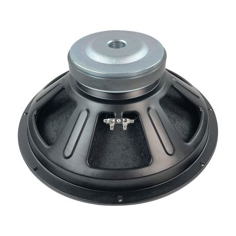 Rear view of the Citronic SUBCASA-15B 15" sub driver by AVSL, showing the black steel basket, silver magnet assembly and terminal tabs on a white background.