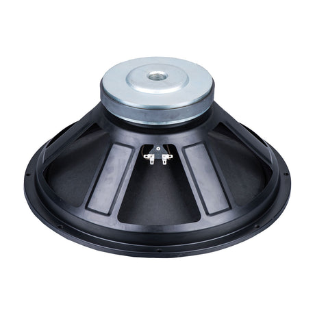 Rear view of Citronic SUBCASA-18BA 18" sub driver by AVSL, showing steel magnet assembly, black steel basket, and terminal connectors on a white background.