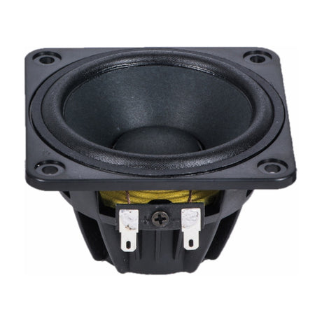 Citronic NL2-3.5MF-258 3.5" neodymium speaker driver with square aluminium basket, reinforced paper cone and twin spade terminals on a white background.