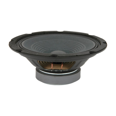 QTX QR Active Series 8" replacement driver by AVSL, a 4 ohm chassis woofer with grey cone, black frame and spade terminals, shown on a white background.