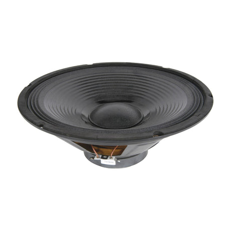 QTX 12" replacement driver for QT12 speakers by AVSL, black chassis woofer with ribbed cone, dust cap and spade terminals, shown on a white background.