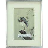 Libra Interiors Polished Nickel 10x15cm Photo Frame with slim silver metal surround and wide mount displaying a Japanese-style bird print.