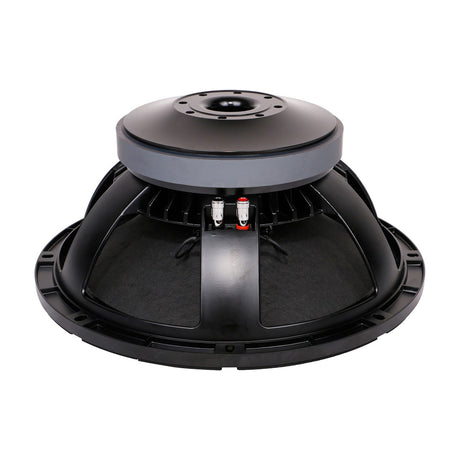 Citronic LFCORVA-15 15" woofer rear view showing cast aluminium frame, magnet housing, and connection terminals on a plain white background.
