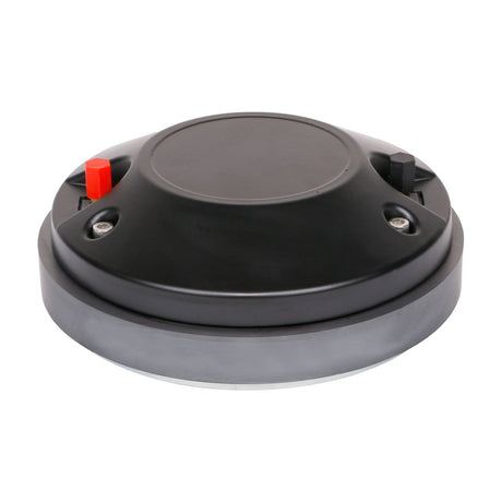 Citronic HFCORVA-1215 HF compression driver with round black housing, red and black terminal tabs, and metal base on a white background.