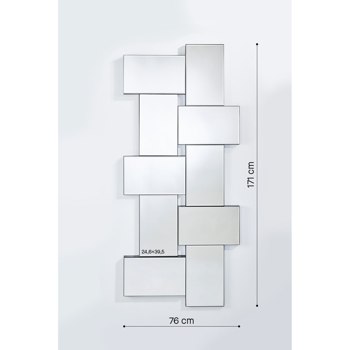 Criss Cross Ten Panel Bevelled Wall Mirror 171cm