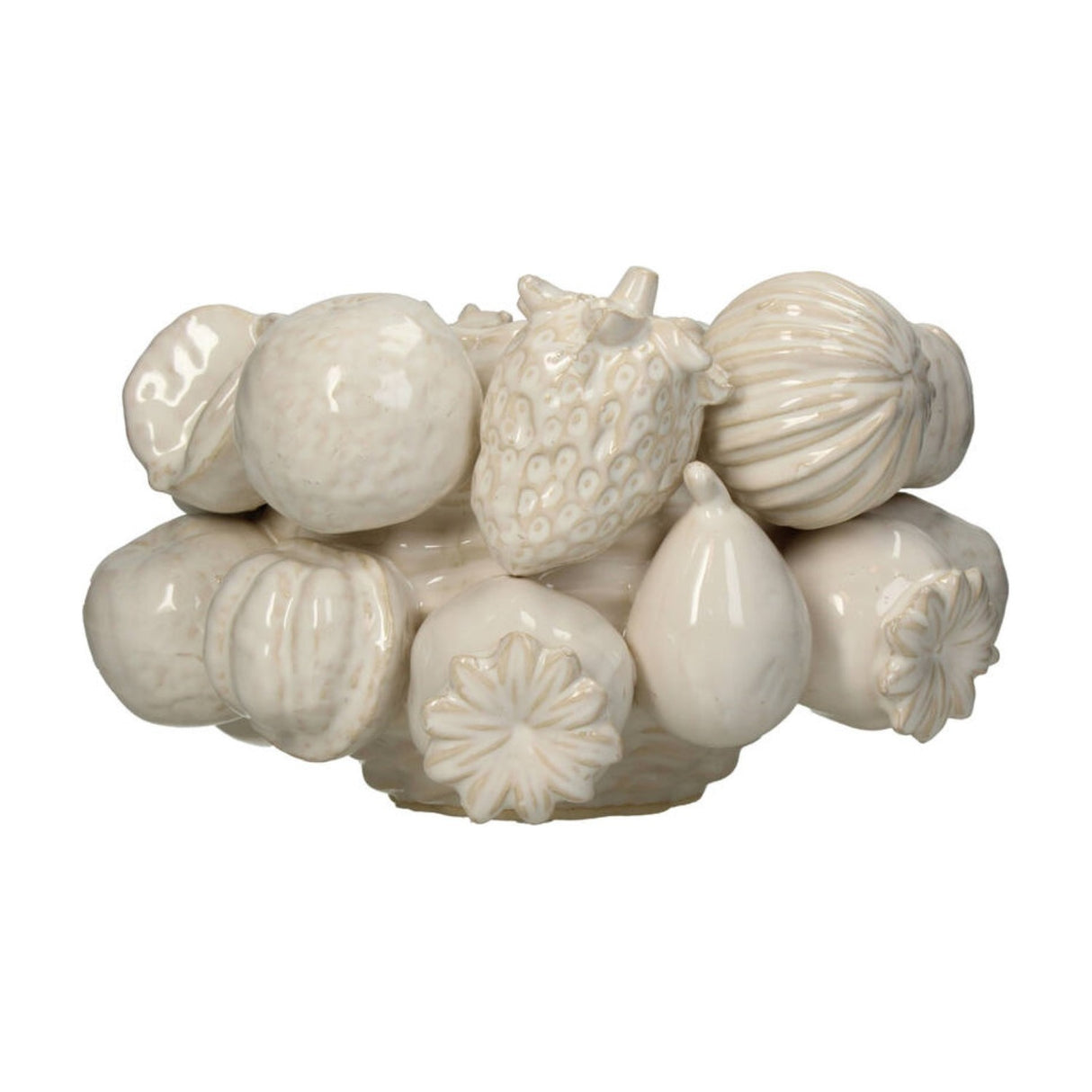 Glazed Ceramic Fruit Vase – Ivory