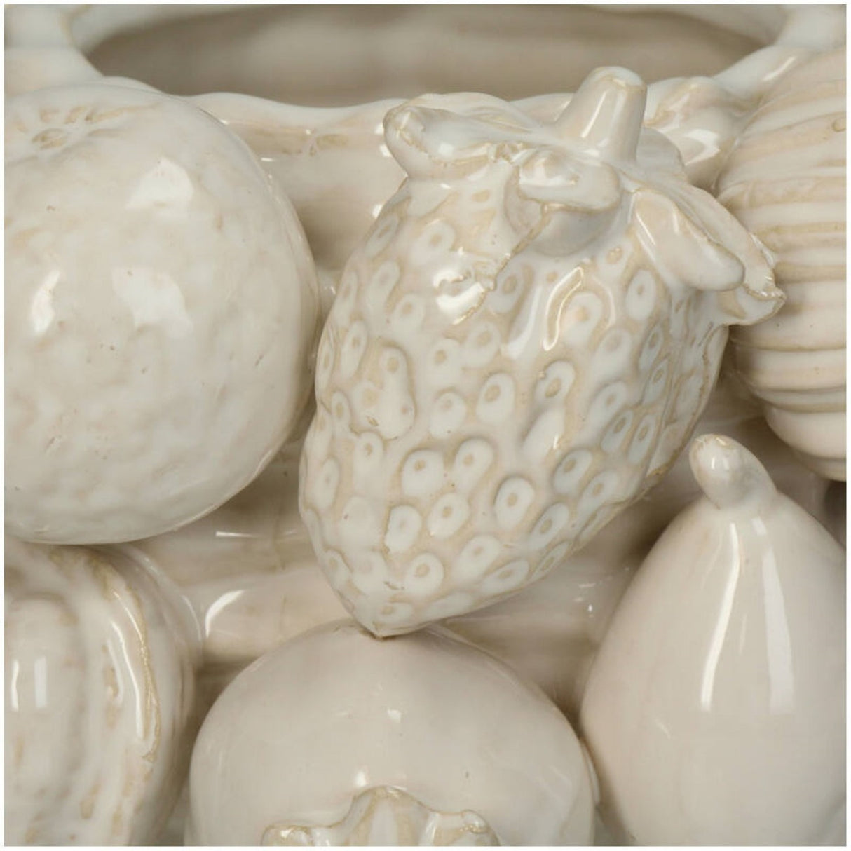 Glazed Ceramic Fruit Vase – Ivory