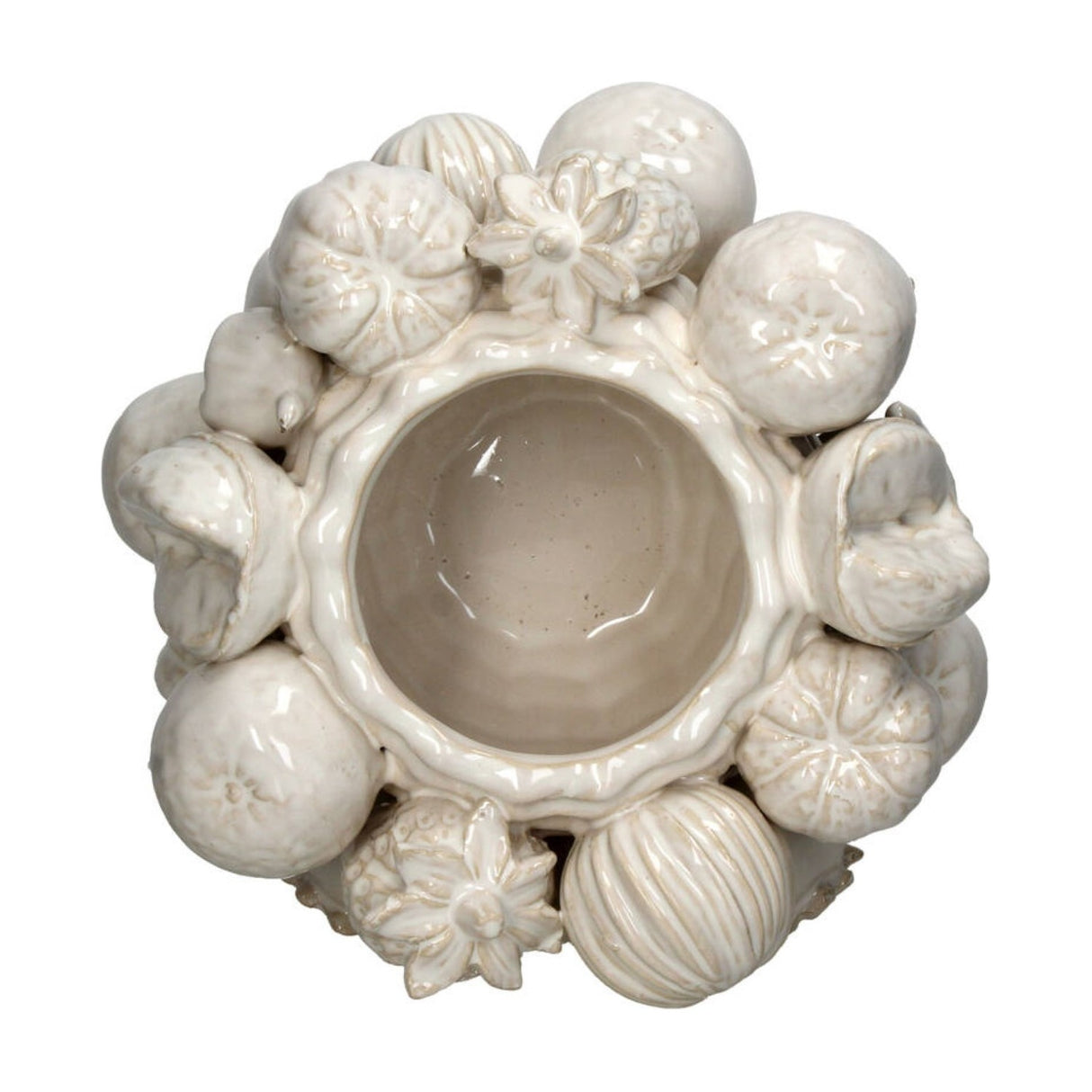 Glazed Ceramic Fruit Vase – Ivory