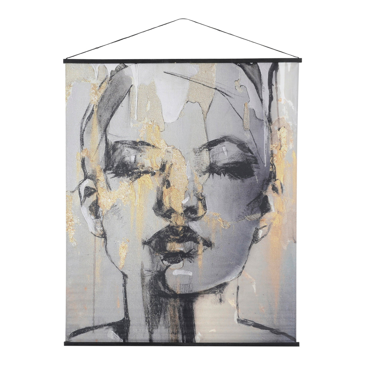 Sketched Female Figure Velvet Wall Hanging - 140x170cm