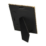 Rear view of Libra Interiors Textured Beaded Gold Photo Frame showing the matte black backing, fold-out easel stand, and gold beaded edge trim.